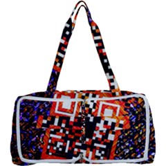 Root Humanity Bar And Qr Code In Flash Orange And Purple Multi Function Bag by WetdryvacsLair