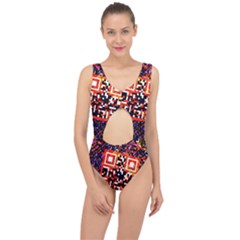 Root Humanity Bar And Qr Code In Flash Orange And Purple Center Cut Out Swimsuit by WetdryvacsLair