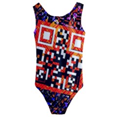 Root Humanity Bar And Qr Code In Flash Orange And Purple Kids  Cut-out Back One Piece Swimsuit by WetdryvacsLair