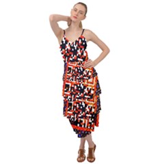 Root Humanity Bar And Qr Code In Flash Orange And Purple Layered Bottom Dress by WetdryvacsLair