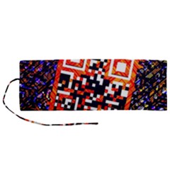 Root Humanity Bar And Qr Code In Flash Orange And Purple Roll Up Canvas Pencil Holder (m) by WetdryvacsLair