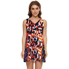 Root Humanity Bar And Qr Code In Flash Orange And Purple Tiered Sleeveless Mini Dress by WetdryvacsLair