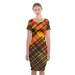 Root Humanity Orange Yellow And Black Classic Short Sleeve Midi Dress by WetdryvacsLair