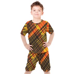 Root Humanity Orange Yellow And Black Kids  Tee And Shorts Set by WetdryvacsLair