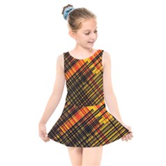 Root Humanity Orange Yellow And Black Kids  Skater Dress Swimsuit by WetdryvacsLair