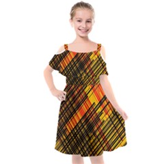 Root Humanity Orange Yellow And Black Kids  Cut Out Shoulders Chiffon Dress by WetdryvacsLair