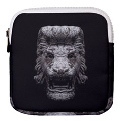 Creepy Lion Head Sculpture Artwork 2 Mini Square Pouch by dflcprintsclothing