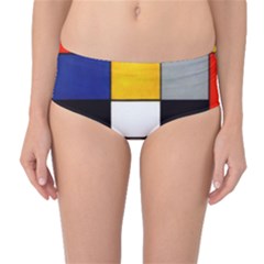 Composition A By Piet Mondrian Mid-waist Bikini Bottoms