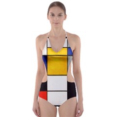 Composition A By Piet Mondrian Cut-out One Piece Swimsuit