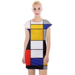 Composition A By Piet Mondrian Cap Sleeve Bodycon Dress