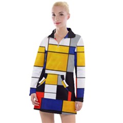 Composition A By Piet Mondrian Women s Long Sleeve Casual Dress