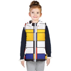 Composition A By Piet Mondrian Kids  Hooded Puffer Vest