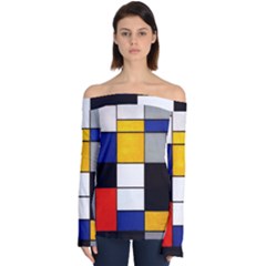 Composition A By Piet Mondrian Off Shoulder Long Sleeve Top