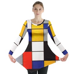 Composition A By Piet Mondrian Long Sleeve Tunic 