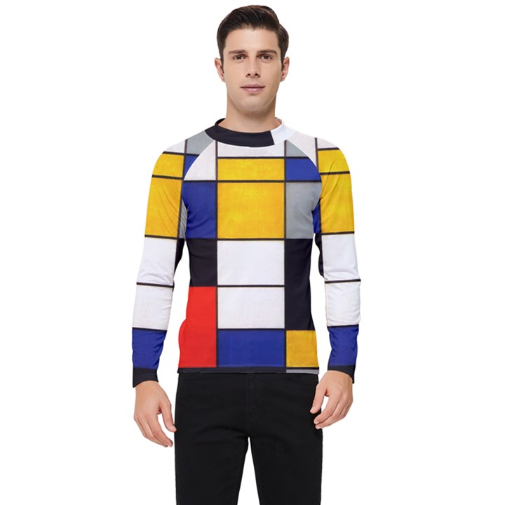 Composition A By Piet Mondrian Men s Long Sleeve Rash Guard