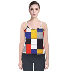 Composition A By Piet Mondrian Velvet Spaghetti Strap Top by maximumstreetcouture