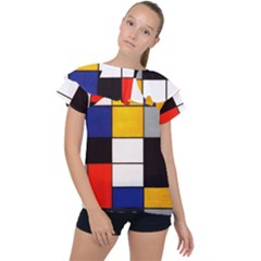 Composition A By Piet Mondrian Ruffle Collar Chiffon Blouse