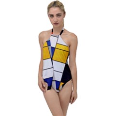 Composition A By Piet Mondrian Go With The Flow One Piece Swimsuit by maximumstreetcouture