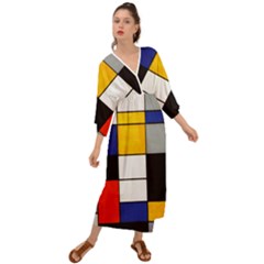 Composition A By Piet Mondrian Grecian Style  Maxi Dress