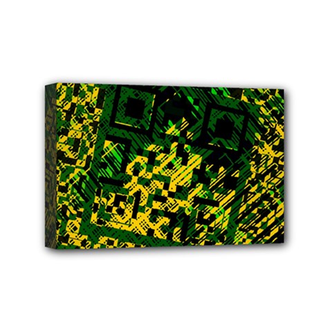 Root Humanity Bar And Qr Code Green And Yellow Doom Mini Canvas 6  X 4  (stretched) by WetdryvacsLair