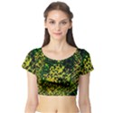 Root Humanity Bar And Qr Code Green and Yellow Doom Short Sleeve Crop Top View1