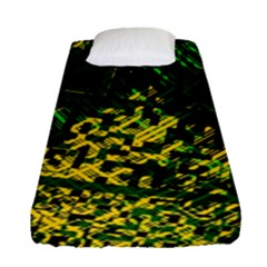 Root Humanity Bar And Qr Code Green And Yellow Doom Fitted Sheet (single Size) by WetdryvacsLair