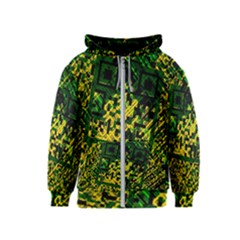 Root Humanity Bar And Qr Code Green And Yellow Doom Kids  Zipper Hoodie by WetdryvacsLair