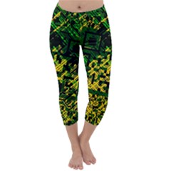 Root Humanity Bar And Qr Code Green And Yellow Doom Capri Winter Leggings  by WetdryvacsLair