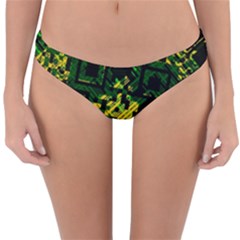 Root Humanity Bar And Qr Code Green And Yellow Doom Reversible Hipster Bikini Bottoms by WetdryvacsLair