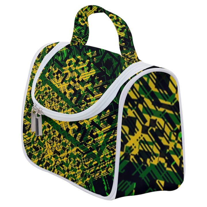 Root Humanity Bar And Qr Code Green and Yellow Doom Satchel Handbag