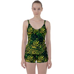 Root Humanity Bar And Qr Code Green And Yellow Doom Tie Front Two Piece Tankini by WetdryvacsLair