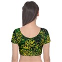 Root Humanity Bar And Qr Code Green and Yellow Doom Velvet Short Sleeve Crop Top  View2