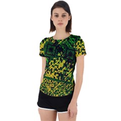 Root Humanity Bar And Qr Code Green And Yellow Doom Back Cut Out Sport Tee by WetdryvacsLair