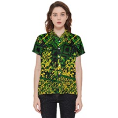 Root Humanity Bar And Qr Code Green And Yellow Doom Short Sleeve Pocket Shirt by WetdryvacsLair