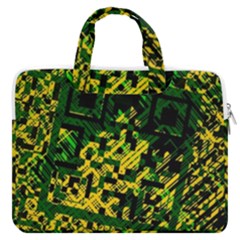 Root Humanity Bar And Qr Code Green And Yellow Doom Macbook Pro Double Pocket Laptop Bag by WetdryvacsLair