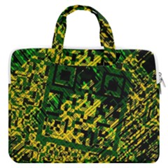 Root Humanity Bar And Qr Code Green And Yellow Doom Macbook Pro Double Pocket Laptop Bag (large) by WetdryvacsLair