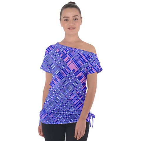 Root Humanity Barcode Purple Pink And Galuboi Off Shoulder Tie-up Tee by WetdryvacsLair