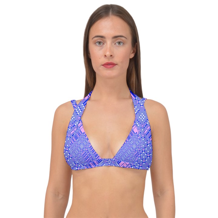 Root Humanity Barcode Purple Pink and Galuboi Double Strap Halter Bikini Top