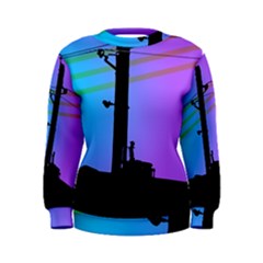 Vaporwave Wires And Transformer Women s Sweatshirt by WetdryvacsLair