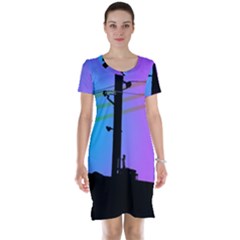 Vaporwave Wires And Transformer Short Sleeve Nightdress by WetdryvacsLair