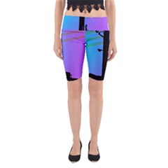 Vaporwave Wires And Transformer Yoga Cropped Leggings by WetdryvacsLair