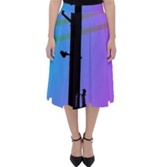 Vaporwave Wires And Transformer Classic Midi Skirt by WetdryvacsLair