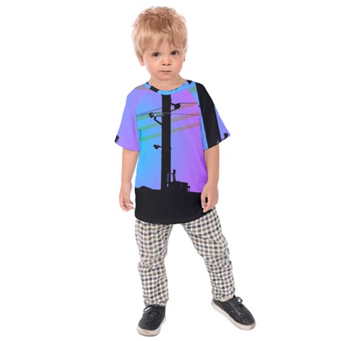 Vaporwave Wires And Transformer Kids  Raglan Tee by WetdryvacsLair