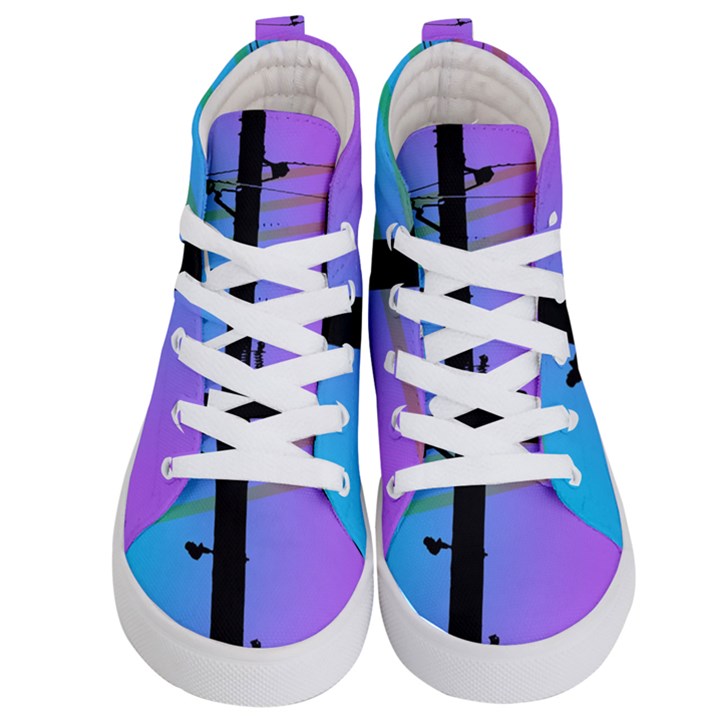 Vaporwave Wires And Transformer Kids  Hi-Top Skate Sneakers