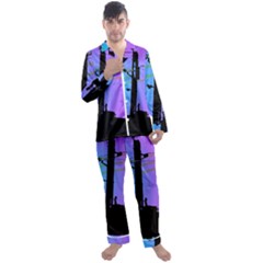 Vaporwave Wires And Transformer Men s Long Sleeve Satin Pajamas Set by WetdryvacsLair