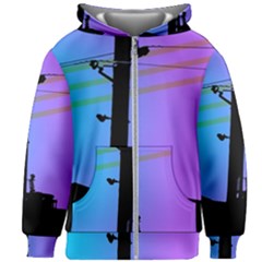 Vaporwave Wires And Transformer Kids  Zipper Hoodie Without Drawstring by WetdryvacsLair