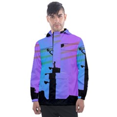 Vaporwave Wires And Transformer Men s Front Pocket Pullover Windbreaker by WetdryvacsLair