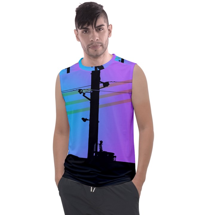 Vaporwave Wires And Transformer Men s Regular Tank Top