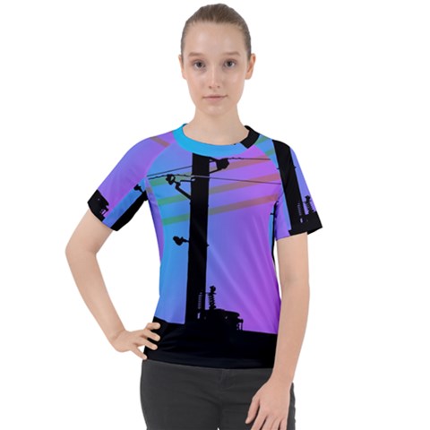 Vaporwave Wires And Transformer Women s Sport Raglan Tee by WetdryvacsLair