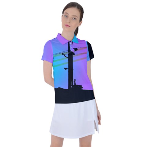 Vaporwave Wires And Transformer Women s Polo Tee by WetdryvacsLair